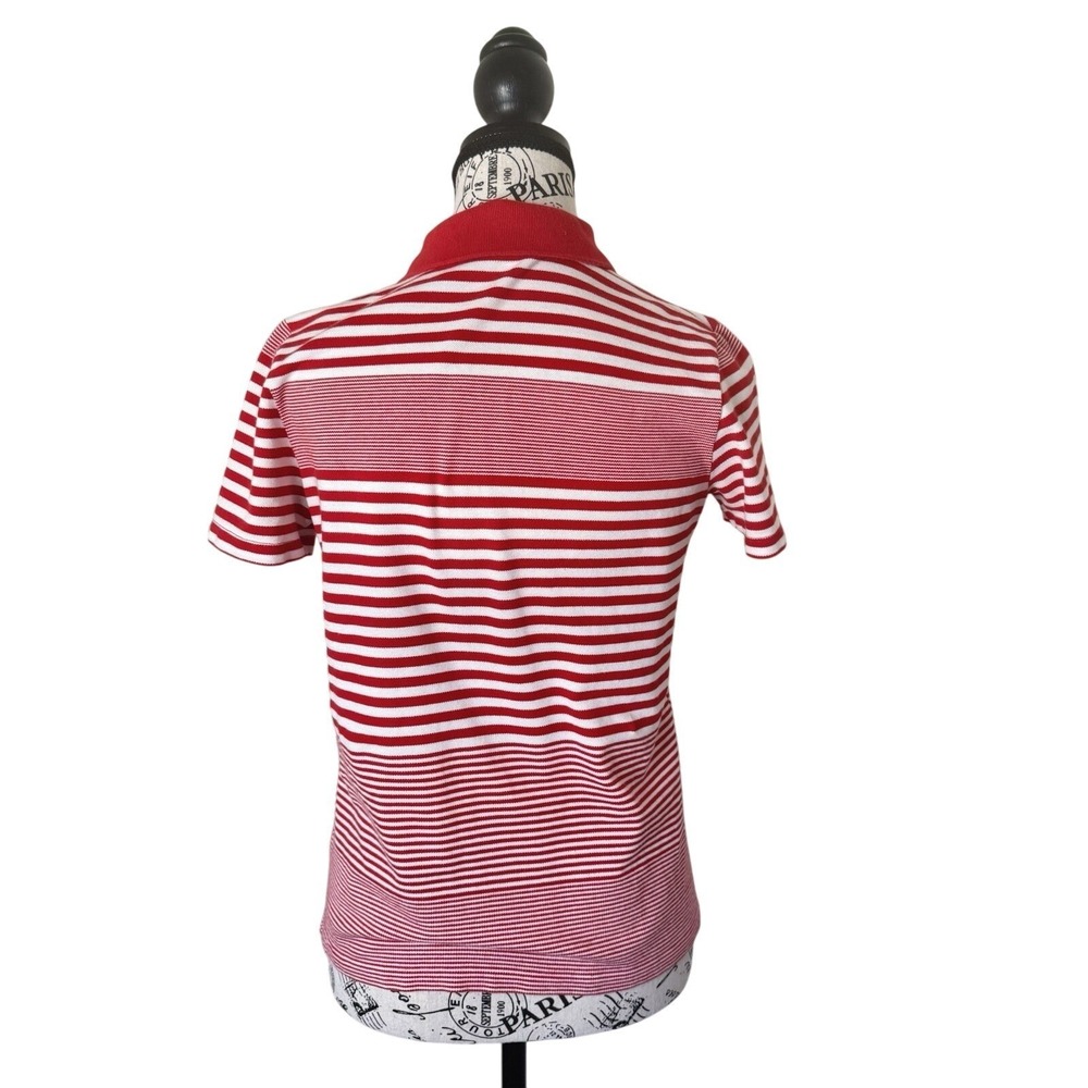 Striped Polo Shirt Red White Women's Sz 36(S) Cotton Collared Tee Casual Peru - Picture 2 of 6